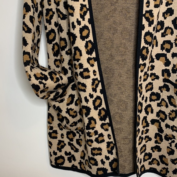 Rachel Zoe | Animal Print Knit Pocket Long Sleeve Hoodie Cardigan Size XS Coat - Picture 3 of 10
